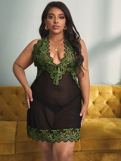 Plus-Size Erotic Lingerie Deep V-Neck Intensely Sexy Lingerie