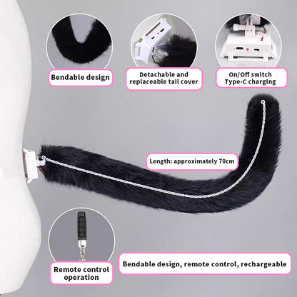 Electric Cats Ear Headband & Tail Set For Cosplay