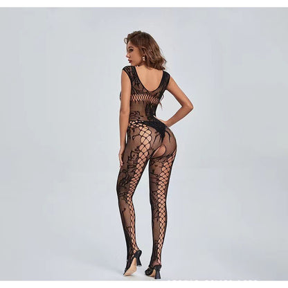 Large Size Sexy Lingerie Uniform Temptation Sexy One-piece Hollow Mesh