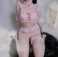 Three-piece Ruffled Catwoman Heart Bikini