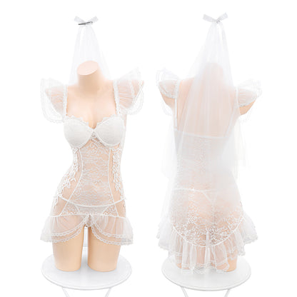 Bridal Fishtail Skirt See-through Sexy Flirting Suit