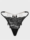 Sexy Women's Thong Lace Water Drop Gem Embellished Breathable
