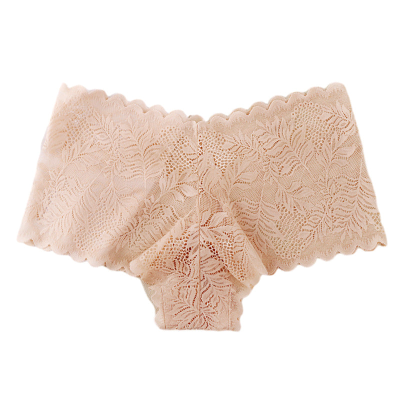 Alluring Women's Breathable Lace Briefs Featuring Mid-Rise V-Shape Design