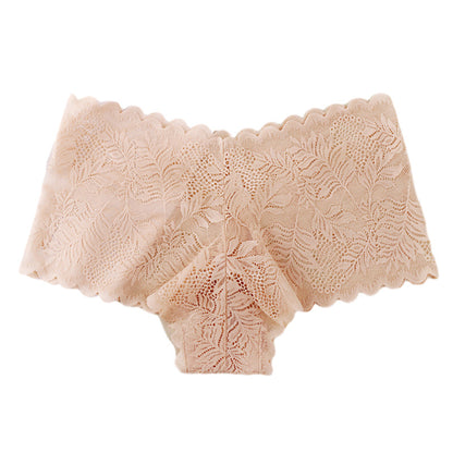 Alluring Women's Breathable Lace Briefs Featuring Mid-Rise V-Shape Design
