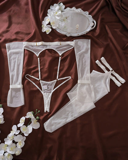 Sheer Body Set+Gloves+Stockings