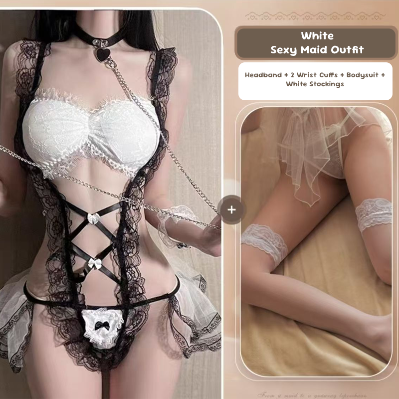 Lace Maid Costume See-through Free Sexy Lingerie