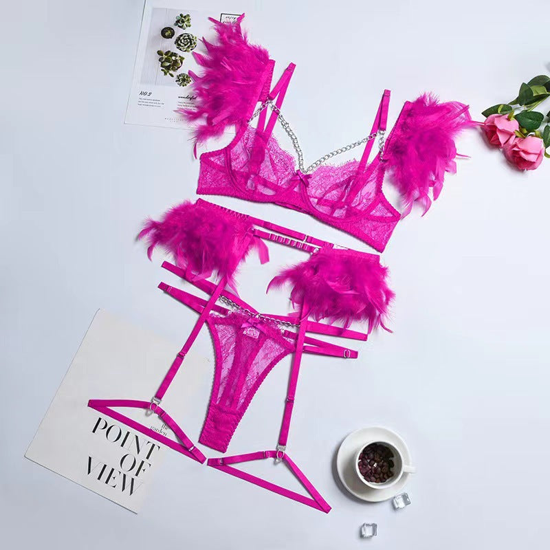 Metal Chain Lace Feather Lace Sexy Lingerie