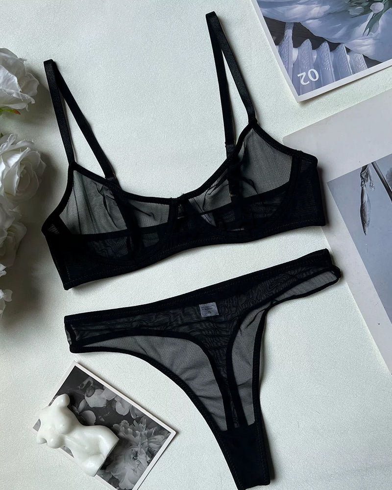 Mesh Sheer Push Up Lingerie Set