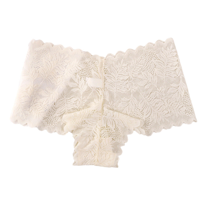 Alluring Women's Breathable Lace Briefs Featuring Mid-Rise V-Shape Design