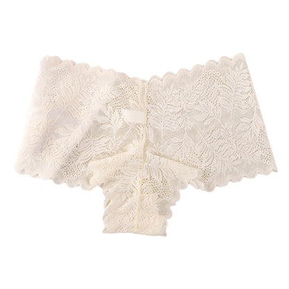 Alluring Women's Breathable Lace Briefs Featuring Mid-Rise V-Shape Design