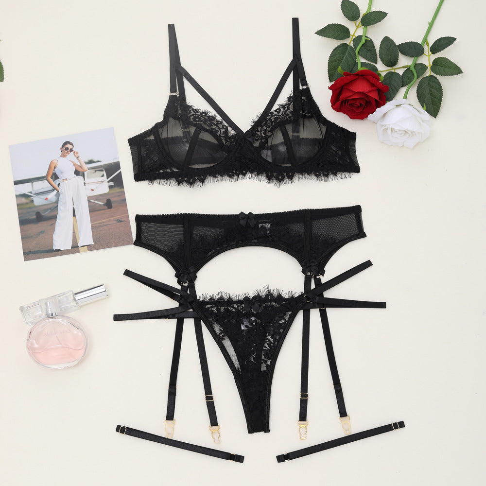 Mesh Stitching Lace Garter Sexy Lingerie Fun Suit