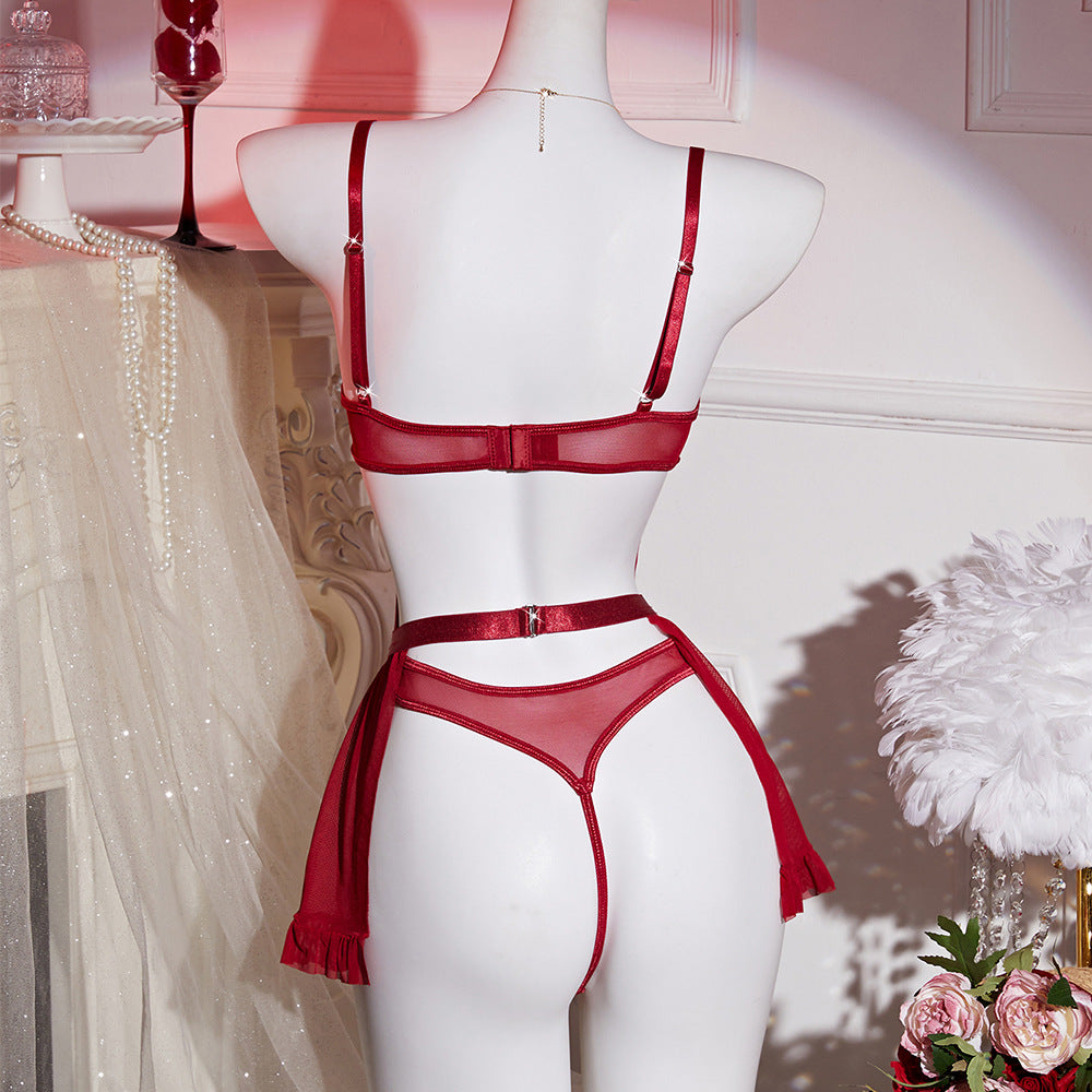 See-through Lace Love Bodysuit Sexy Lingerie