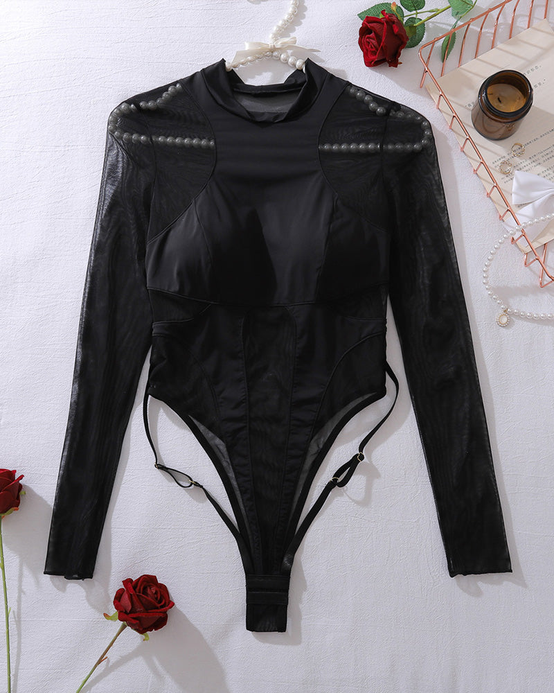 Mesh Sheer Hollow out Bodysuit