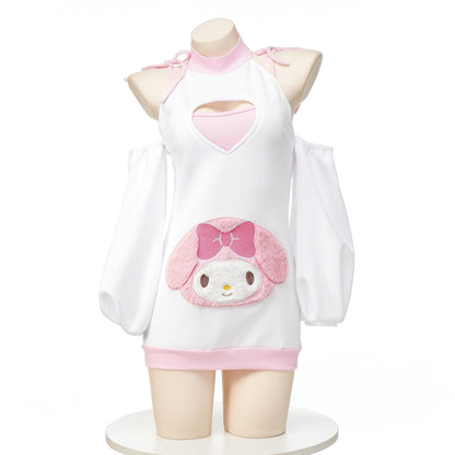 Bunny Embroidered Halterneck Bodysuit Set