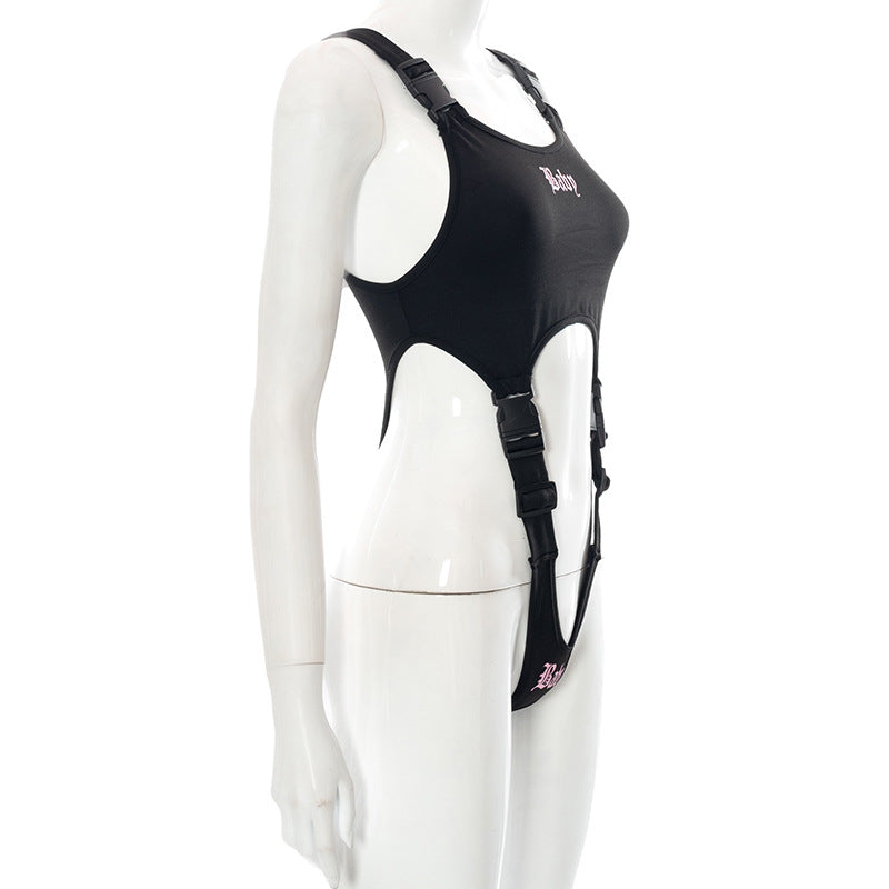 "Baby" Printed One-piece Strap Buckle Sexy Lingerie