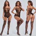 Tempting Open-crotch Sling Mesh Tight Bodysuit for Erotic Wear
