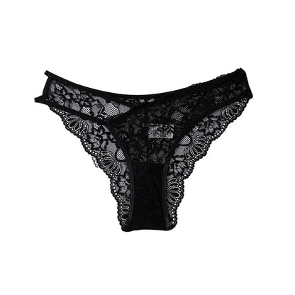 Sexy Women's Low Rise Lace G-String Panties Strappy Design with Breathable Cotton Crotch