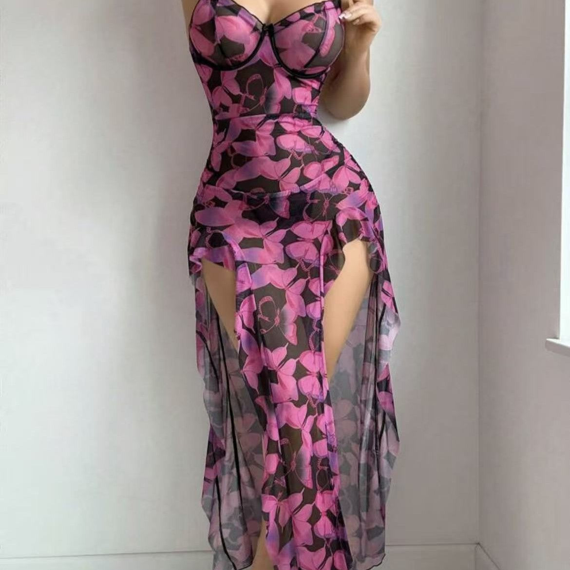 Hot Girl Butterfly Print Dress