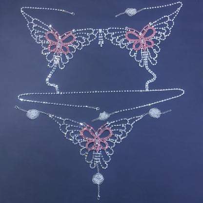 Butterfly Rhinestone Body Chain Set