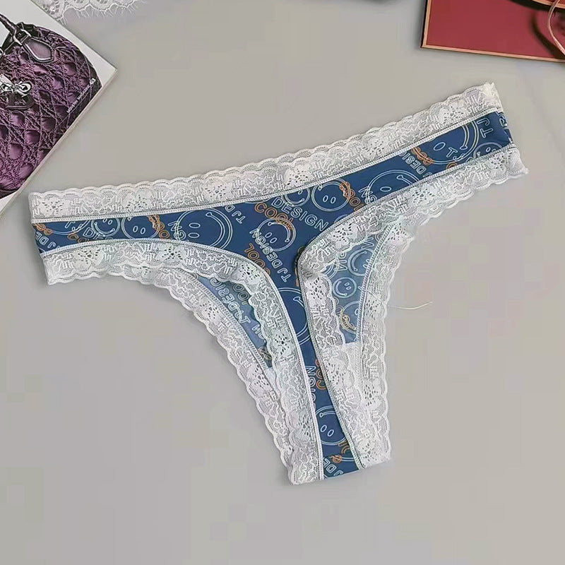 Sexy Seamless Silk Printed Women's Underwear Thong