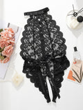 Plus Size Sexy Sheer Lace Halter Bodysuit