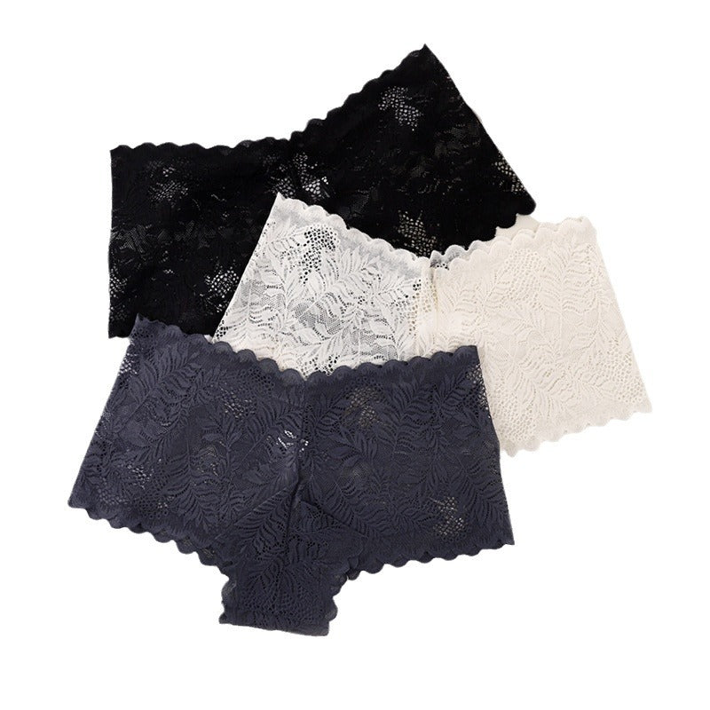 Alluring Women's Breathable Lace Briefs Featuring Mid-Rise V-Shape Design