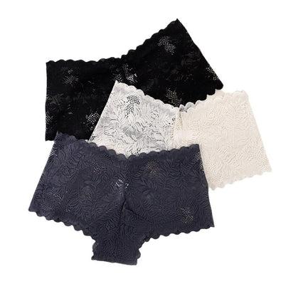 Alluring Women's Breathable Lace Briefs Featuring Mid-Rise V-Shape Design
