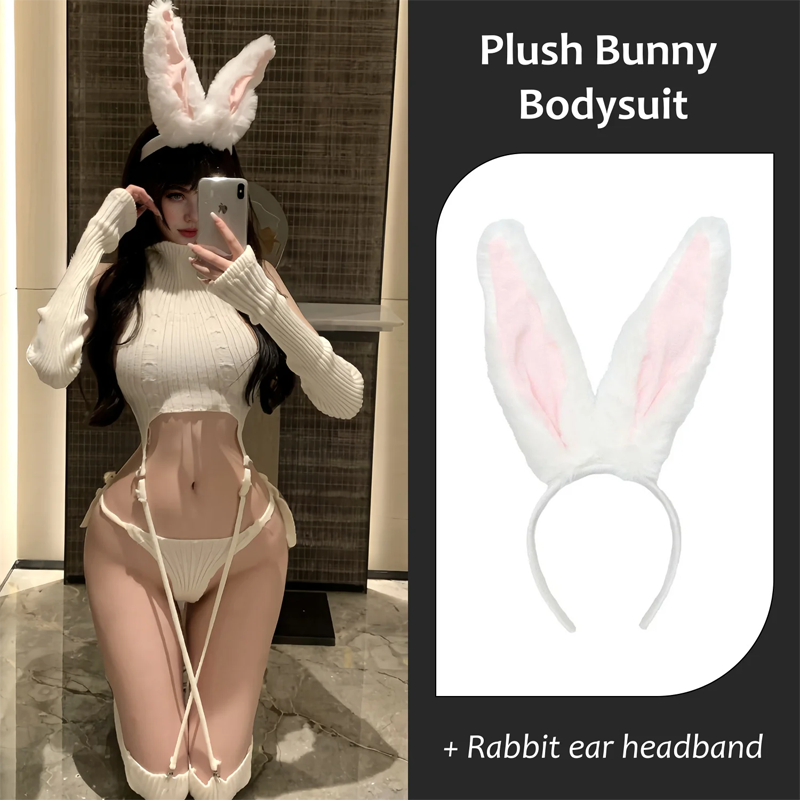 Plush Bunny Cosplay Bodysuit Lingerie