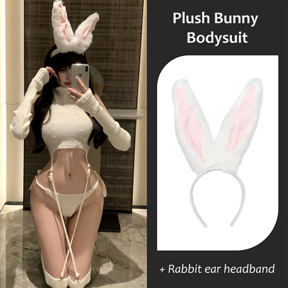 Plush Bunny Cosplay Bodysuit Lingerie