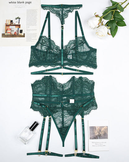 Lace Bra & Panty Set with Garter Belt