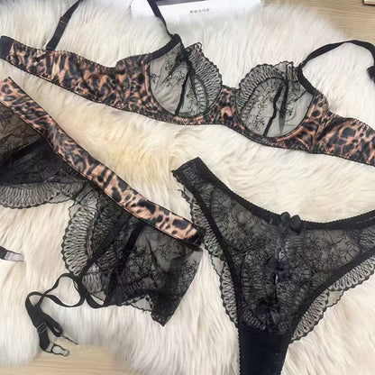 French Ultra-Thin Embroidered Lace Busty Reduction Sexy Plus-Size Lingerie Set
