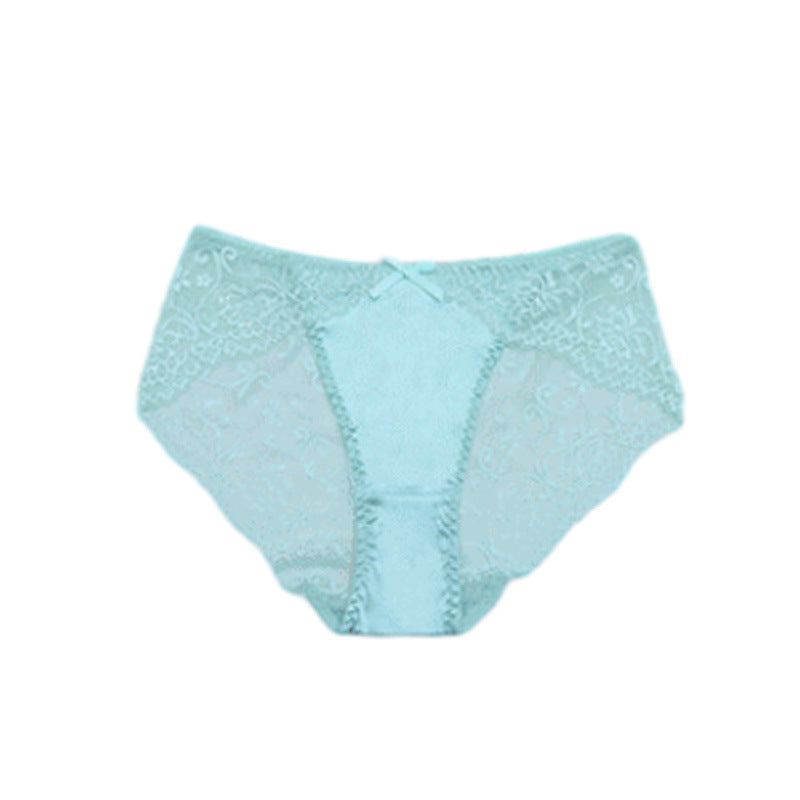 Sexy Women's Lace Thong Underwear Low Rise with Bowknot Cotton Crotch