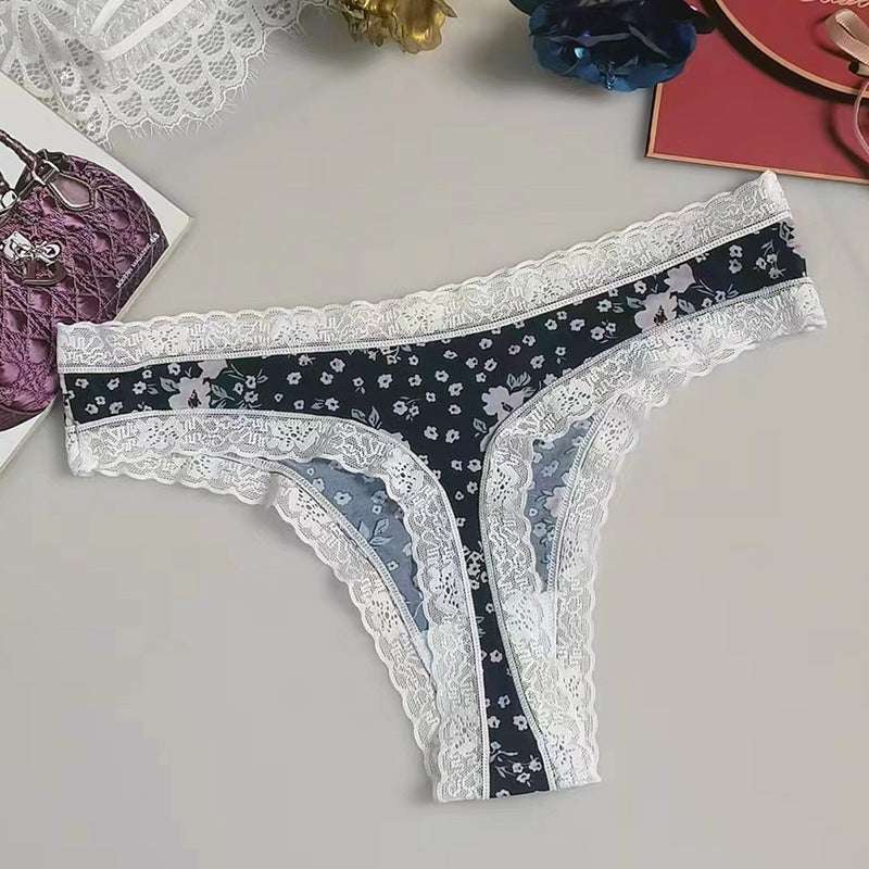 Sexy Seamless Silk Printed Women's Underwear Thong
