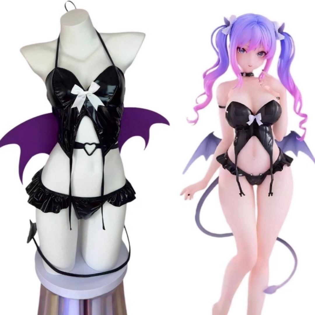 Patent leather Succubus Cosplay Costume Set