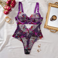 Colorful Flowers Embroidered Sexy Lingerie