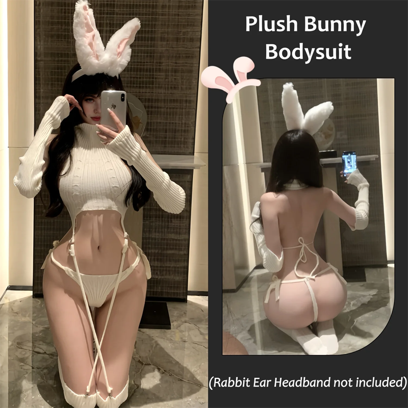 Plush Bunny Cosplay Bodysuit Lingerie