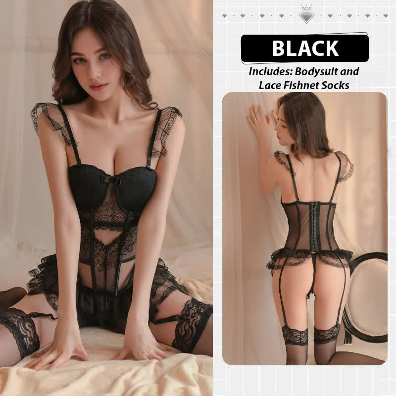 Lace Chest Pad Corset Set