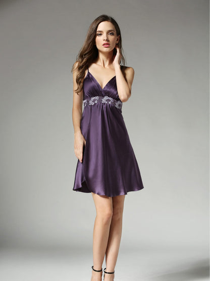 100% Mulberry Silk Camisole Lace Temptation Nightgown