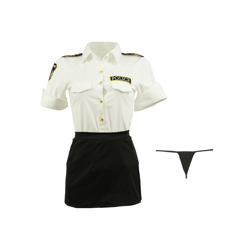 Seductive Police Instructor Role-Playing Lingerie Set Booty-Hugging Skirt Ensemble