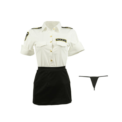 Seductive Police Instructor Role-Playing Lingerie Set Booty-Hugging Skirt Ensemble